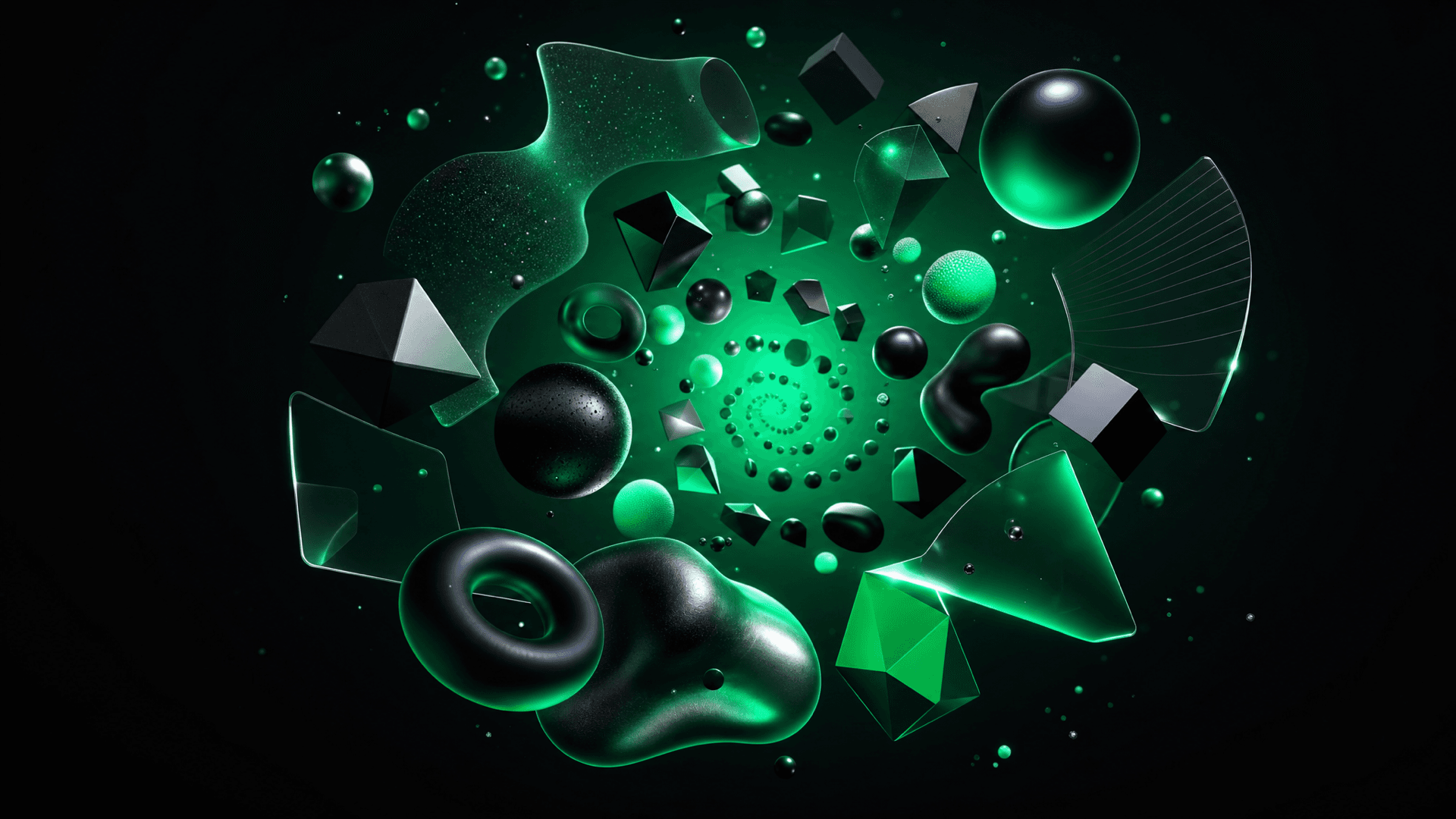 Abstract illustration of playful looping 3D shapes
